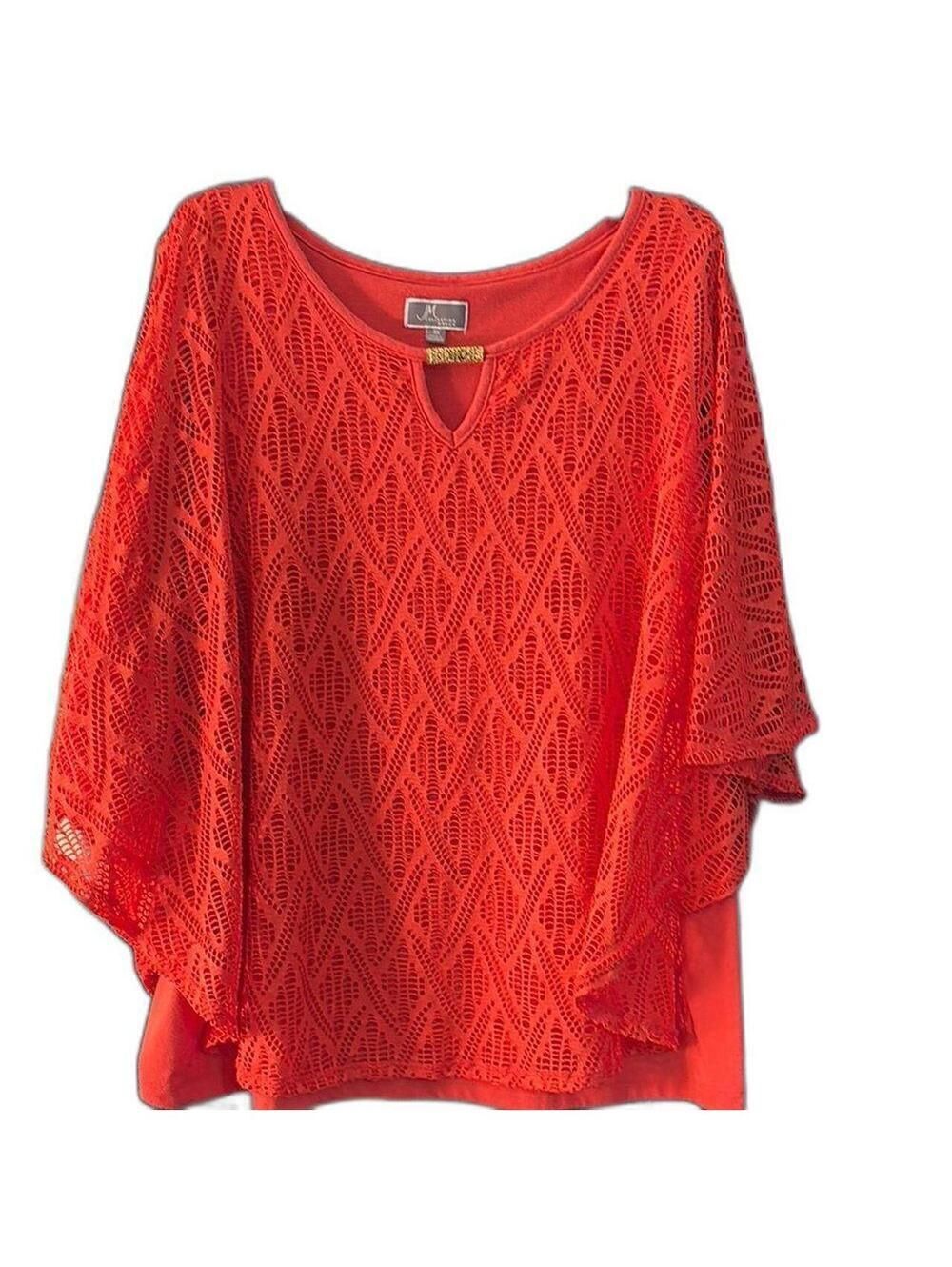 JM Collection Women's Orange Blouse Size 3X